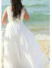 Ivory Lace Chiffon Plus Size Wedding Dress